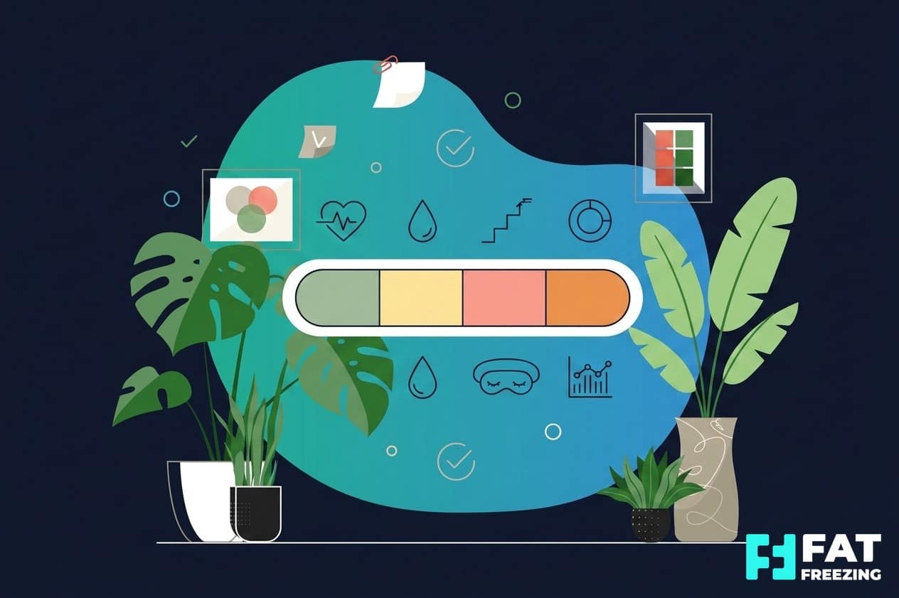 Simple illustration of a coloured measurement gauge representing BMI ranges